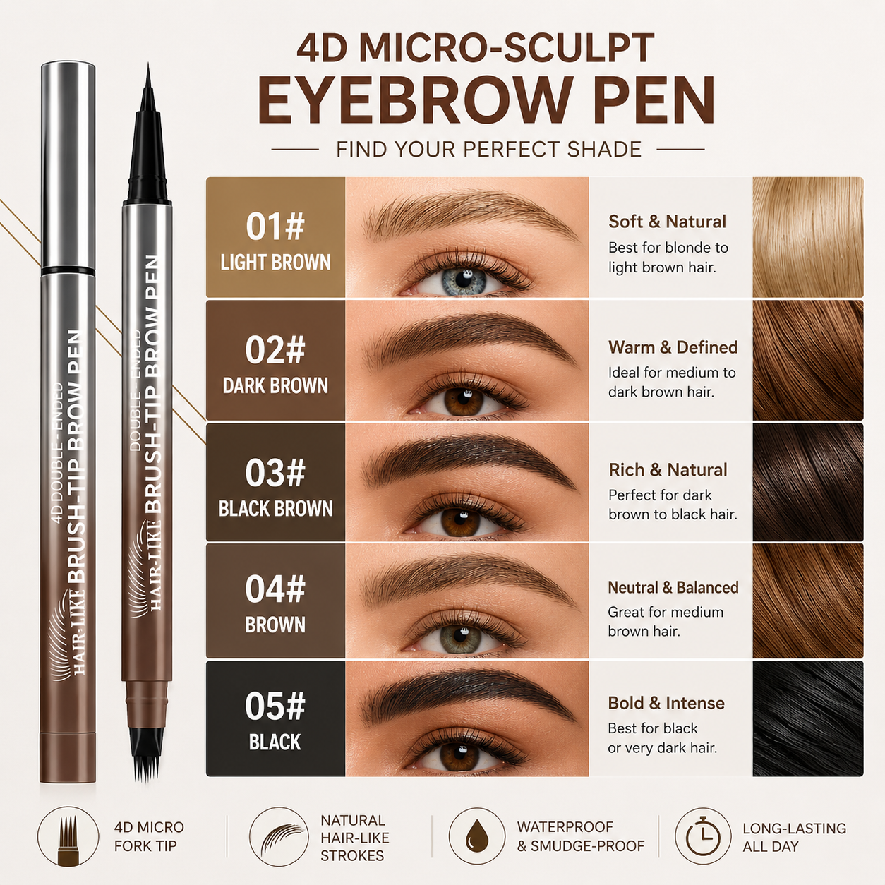 4D Dual-Ended Brow Pen
