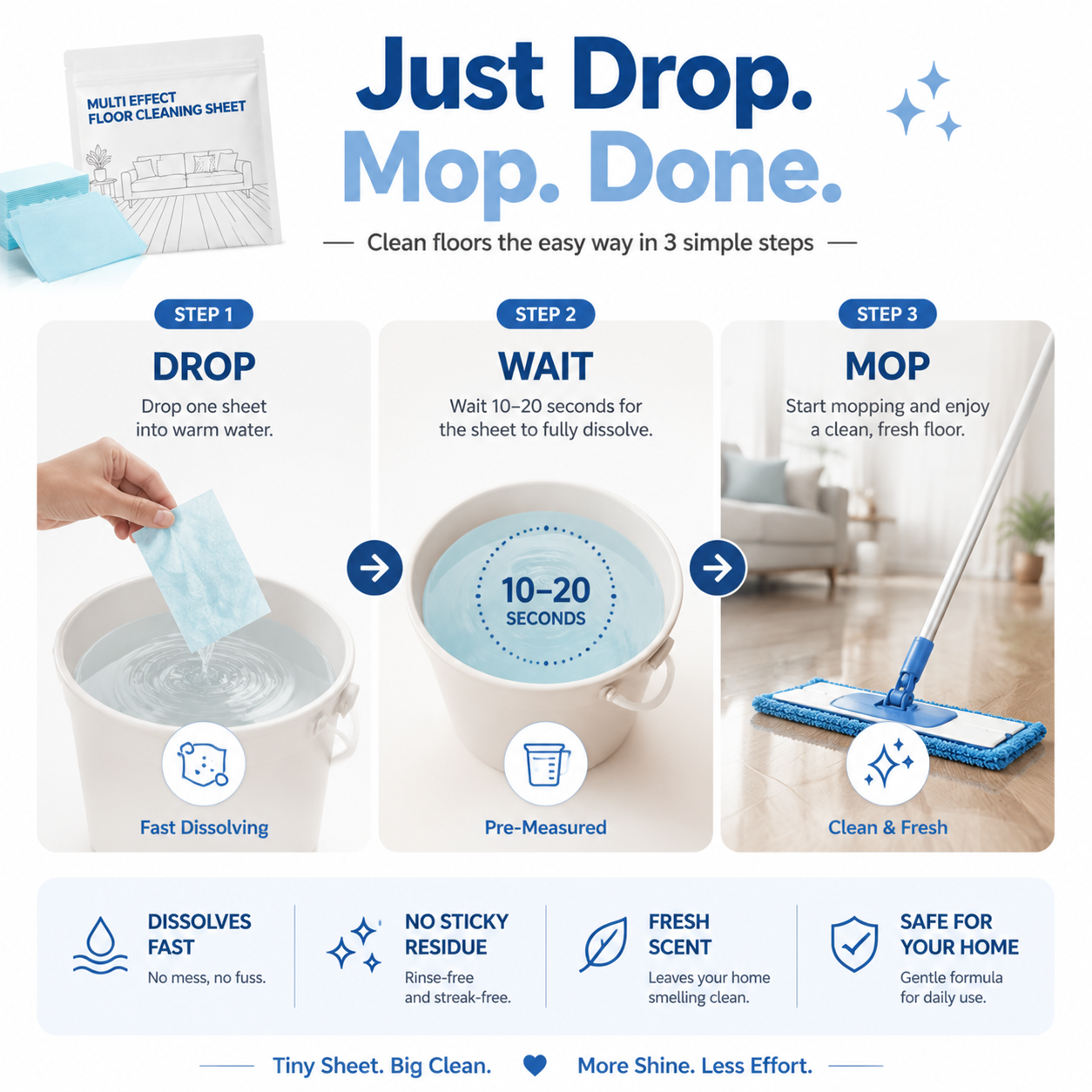 Drop It In. Mop the Mess Away.