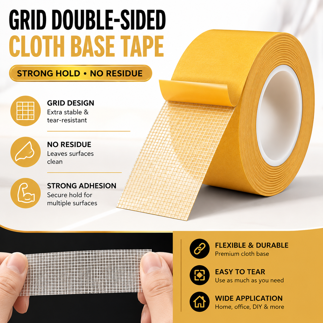 Heavy-duty grid cloth tape